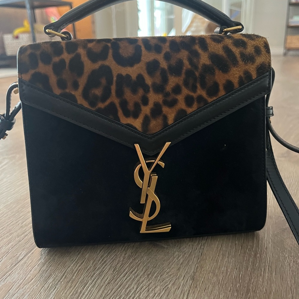 RARE custom bag made for Ana De Armas like new YSL Black and Leopard Print Bag